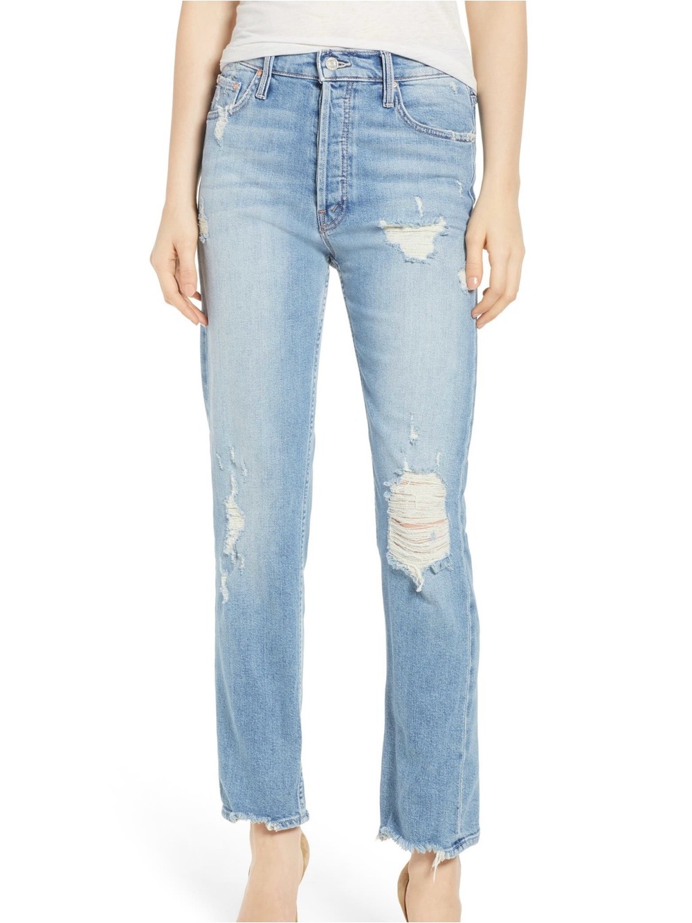 MOTHER Superior The Tomcat Confession Jeans High Rise Distressed Crop 26